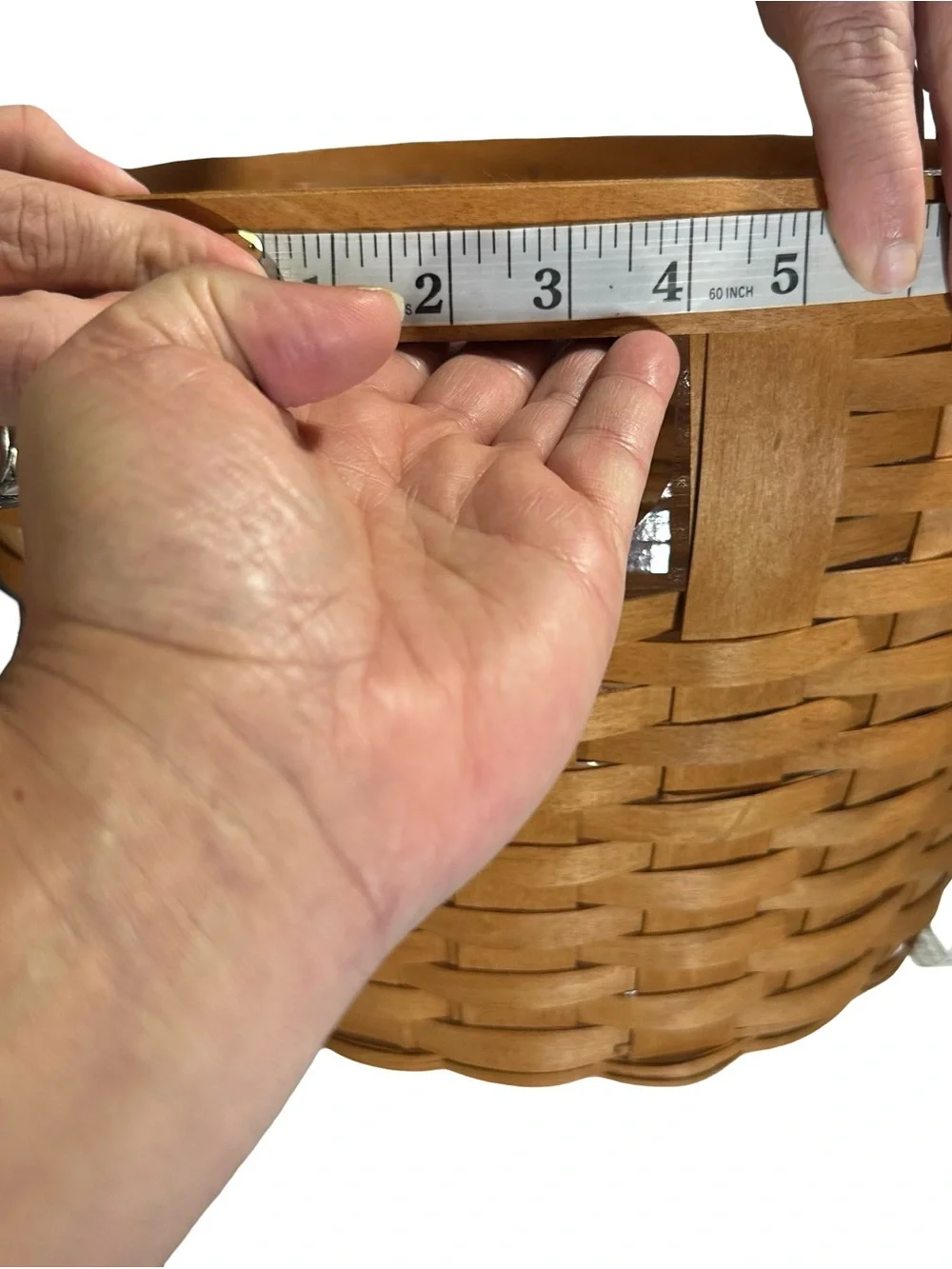 Vtg 1991 Longaberger Classic Corn Basket Large Round Clear Protector EUC 17 x 11